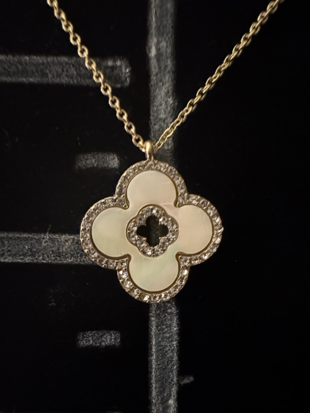 Park Lane Gold-Tone Necklace with White Mother-of-Pearl Floral Pendant